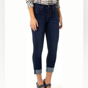 14/32 Liverpool Charlie Crop Wide Rolled Cuff Jeans in Doheny Dark Wash